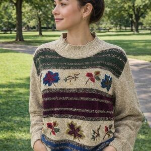 Women's Multicolor Embroidered Sweater